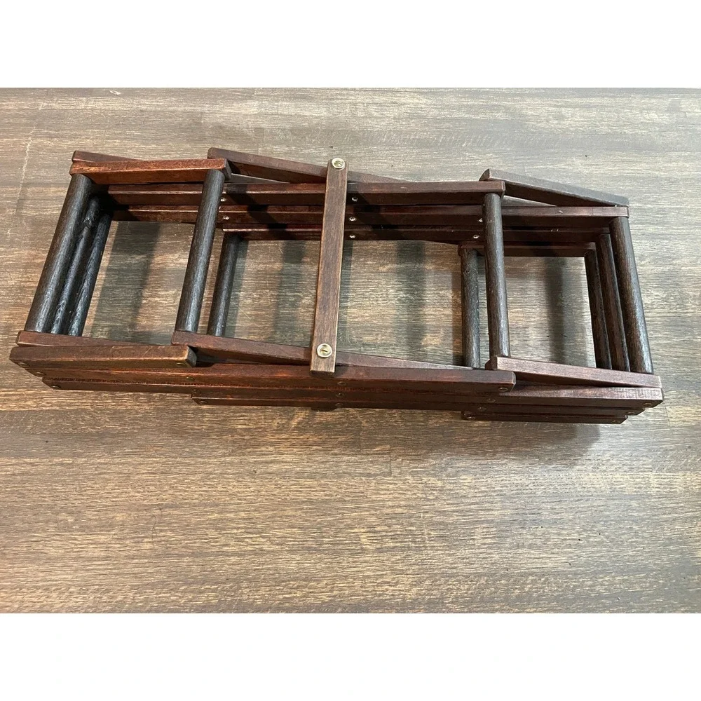 Vintage Wood Accordion Wine Rack 10 Bottle Collapsible Folding Countertop Brown